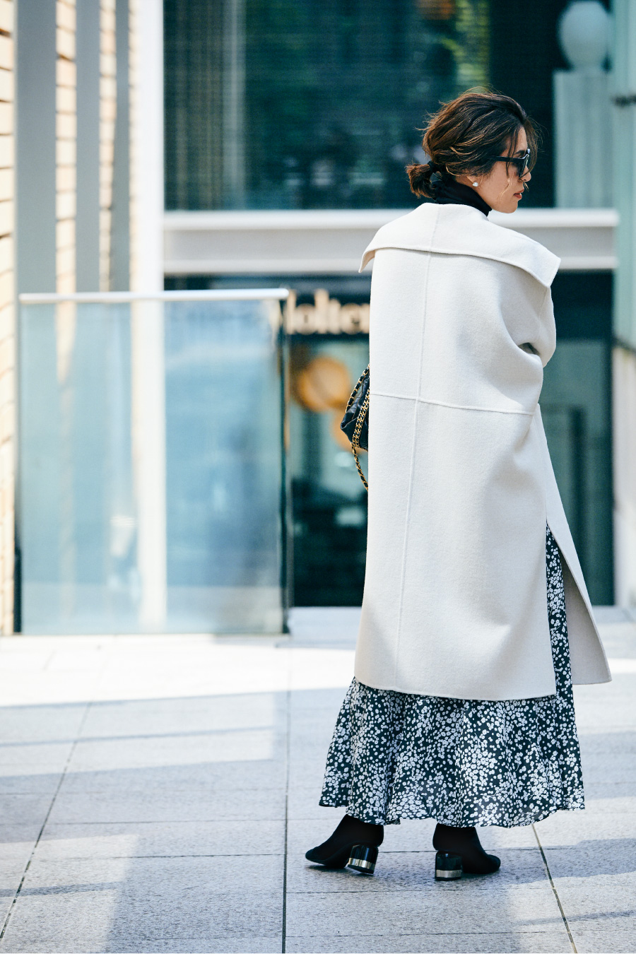 Coat, Knit tops, and Skirt