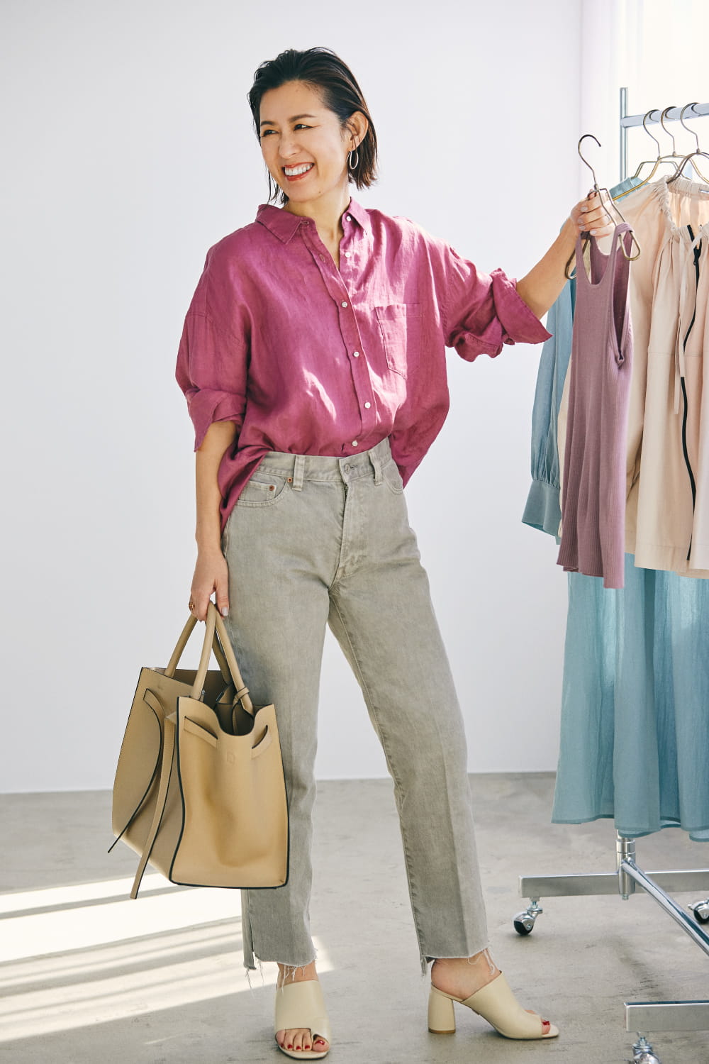 Shirt 7,920yen (tax in), Pants 8,470yen (tax in), and Bag 9,680yen (tax in)