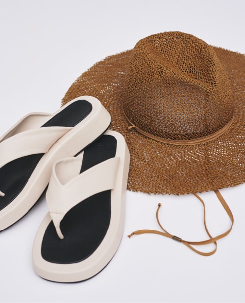 Hat 6,800yen+tax, and Sandals 9,800yen+tax