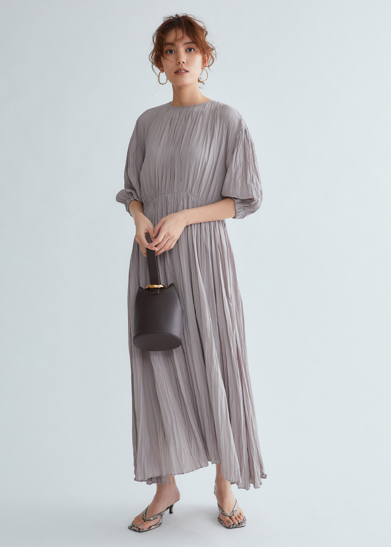 Dress, Pierced earrings, Bag, and Sandals