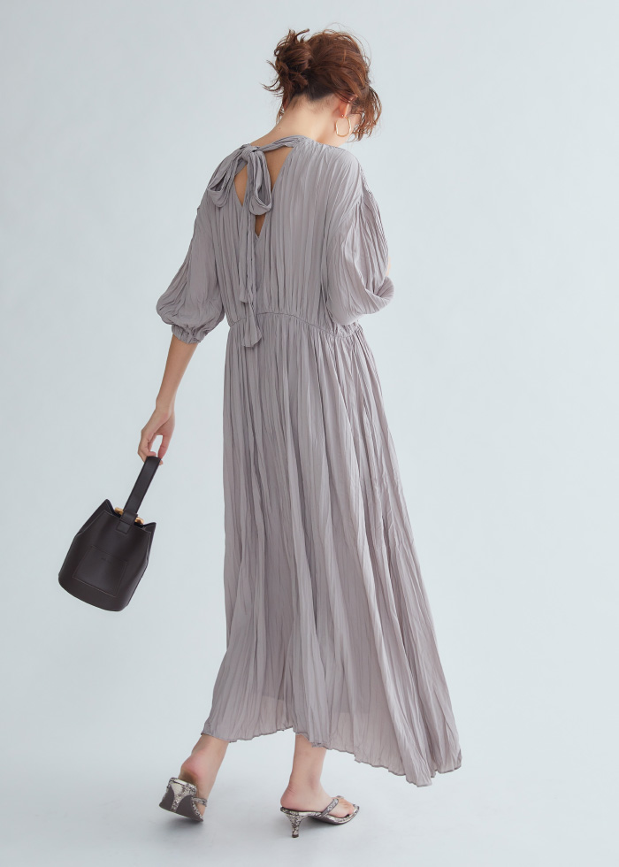 Dress, Pierced earrings, Bag, and Sandals